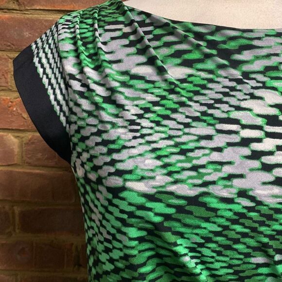 Taylor Green Multi Ruched Shirt Sleeve Dress Size 12 - Picture 3 of 8